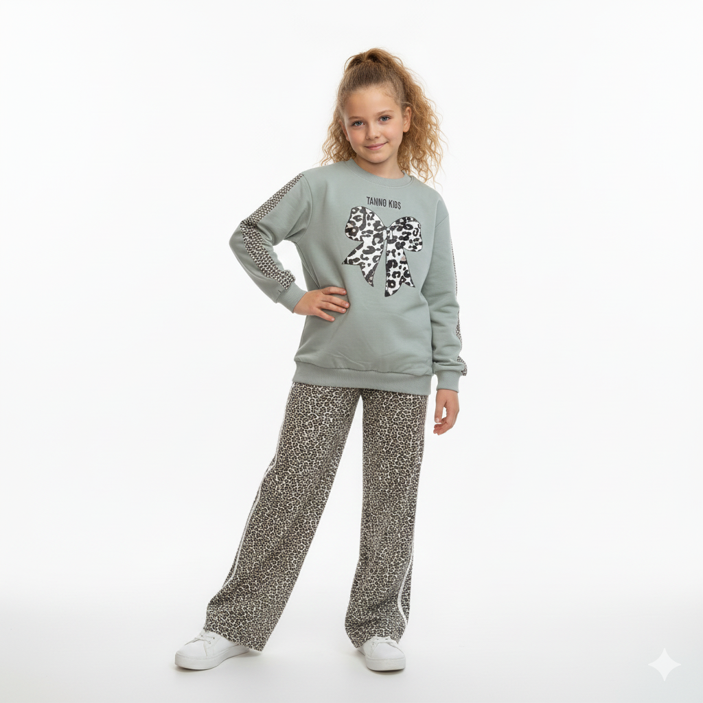 بلوز شلوار پلنگی پاپیون